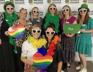 Melville Cares staff with student volunteers.